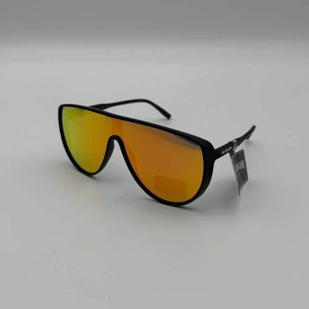 True Religion Black Shield Sunglasses -‎ Silver Mirror Lens Futuristic Y2K Style